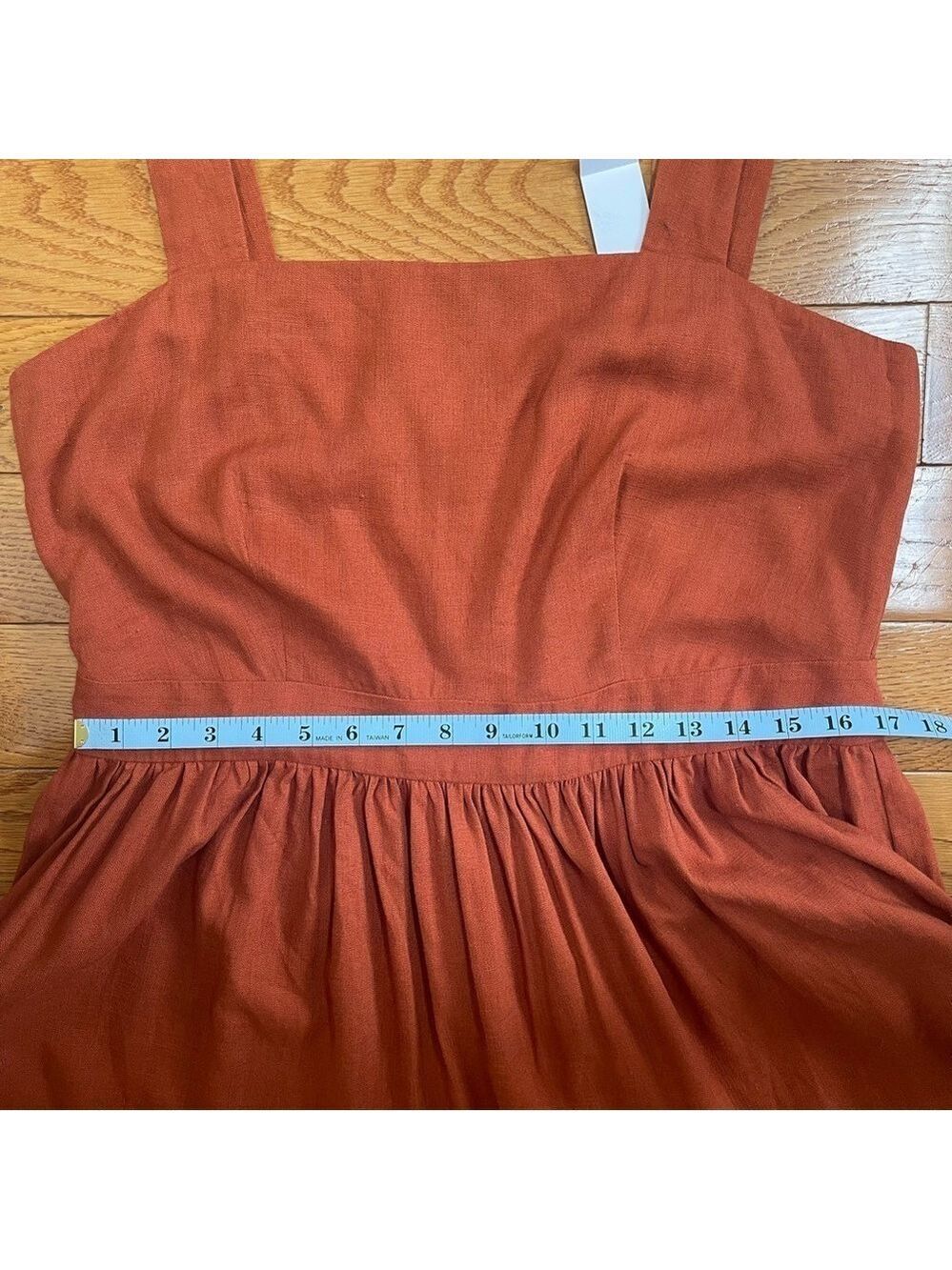 Ann Taylor Square Neck Midi Tiered Linen Blend Dress Sleeveless Summer Sz 12 - Picture 8 of 11